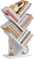Hoctieon 4 Tier Tree Bookshelf, 4 Shelf Bookcase, Free Standing Tree Bookcase, Display Floor Standing Shelf for Books, Book Organizer Shelves for Home Office, Living Room, Bedroom, White