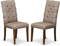 East West Furniture ELP3T16 Elsa Parson Dining Chairs - Button Tufted Nailhead Trim Dark Khaki Linen Fabric Upholstered Chairs, Set of 2, Mahogany