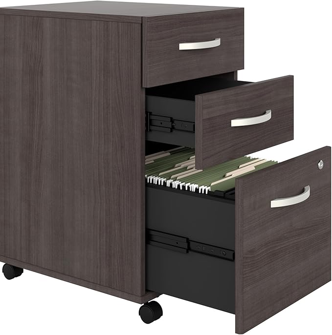 Bush Business Furniture Studio C 3 Drawer Mobile File Cabinet-Assembled, Rolling Document Storage for Home or Professional Office, 16W, Storm Gray