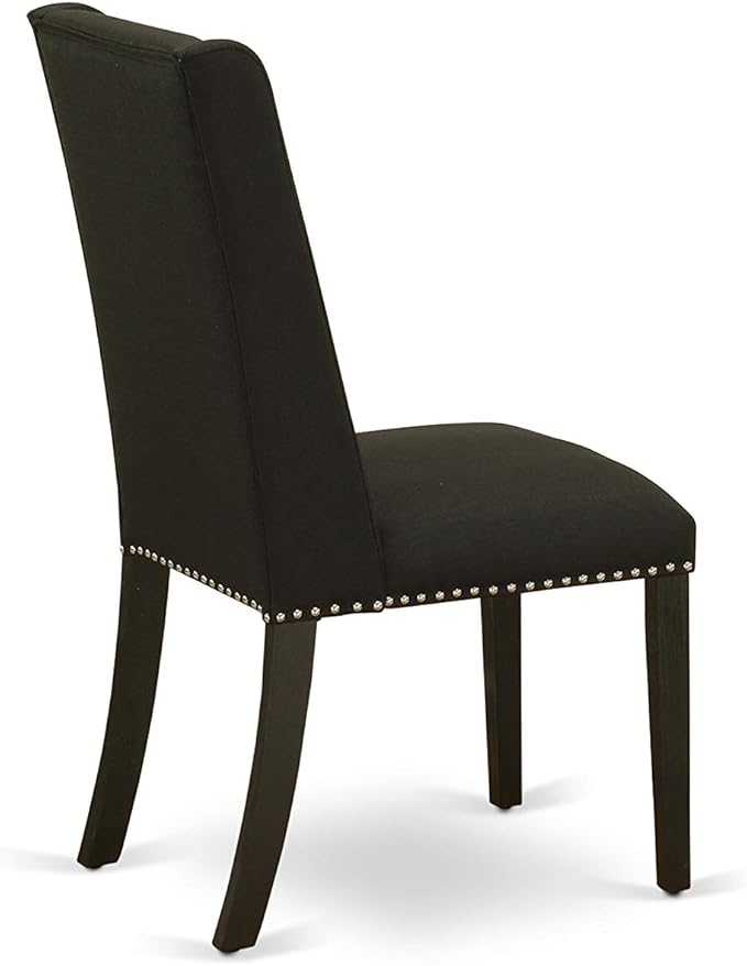 East West Furniture X627FL624-5 5 Piece Dining Set Includes a Rectangle Dining Room Table with X-Legs and 4 Black Linen Fabric Upholstered Parson Chairs, 40x72 Inch, Multi-Color