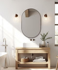 ANDY STAR Bronze Bathroom Mirror, 24x36 Brushed Bronze Oval Mirror, Oval Wall Mirror, Oval Vanity Mirror Metal Frame Deep 1’’ for Bathroom, Bedroom, Living Room, Entryway, Hang Vertical or Horizontal