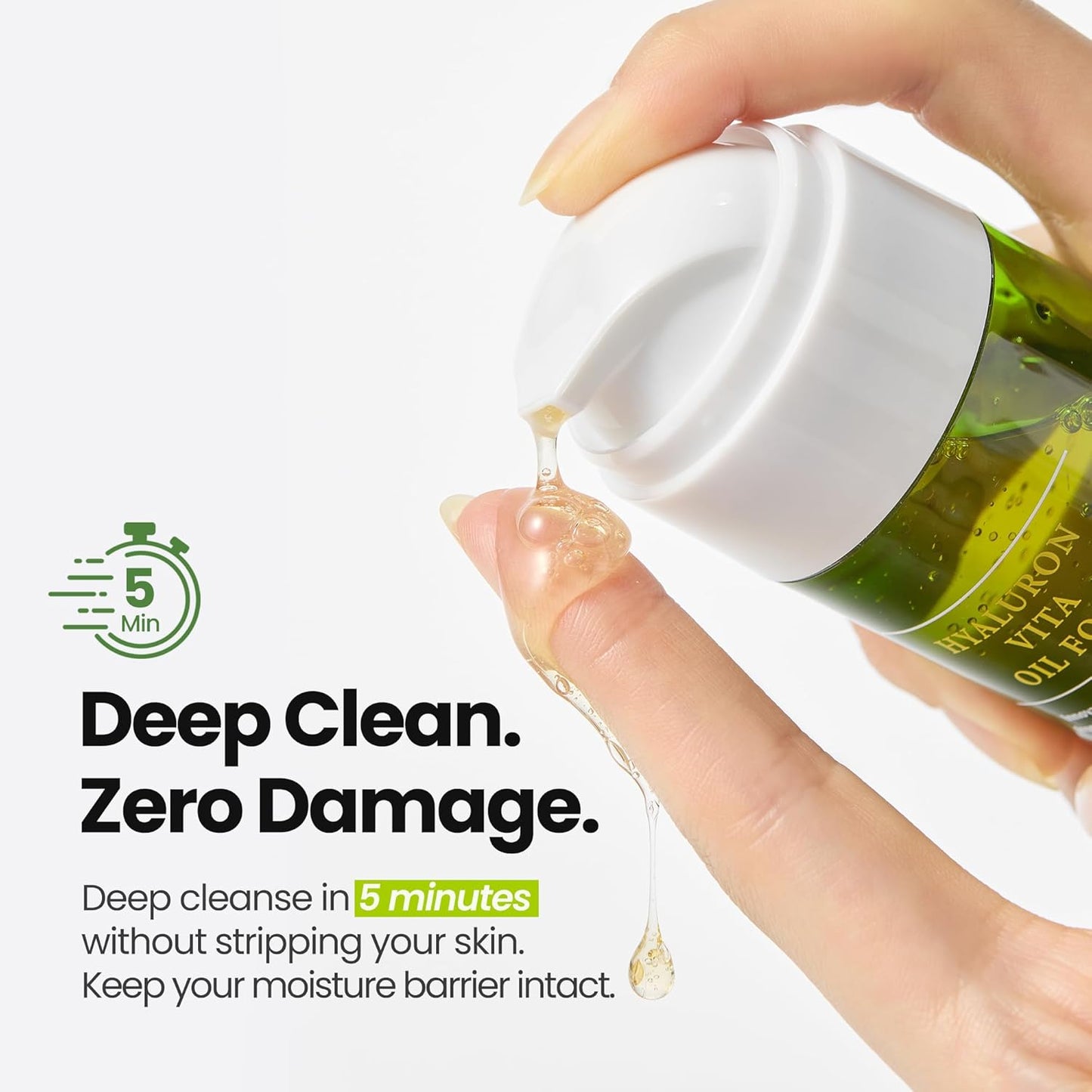 [K-Beauty] Hyaluron Vita Oil to Foam - All-in-One Korean Face Wash OilBased Foaming Facial Cleanser - Pore Minimizing & Blackhead Remover - Makeup Deep Cleansing Oil for Dry Skin (3.88 fl oz)