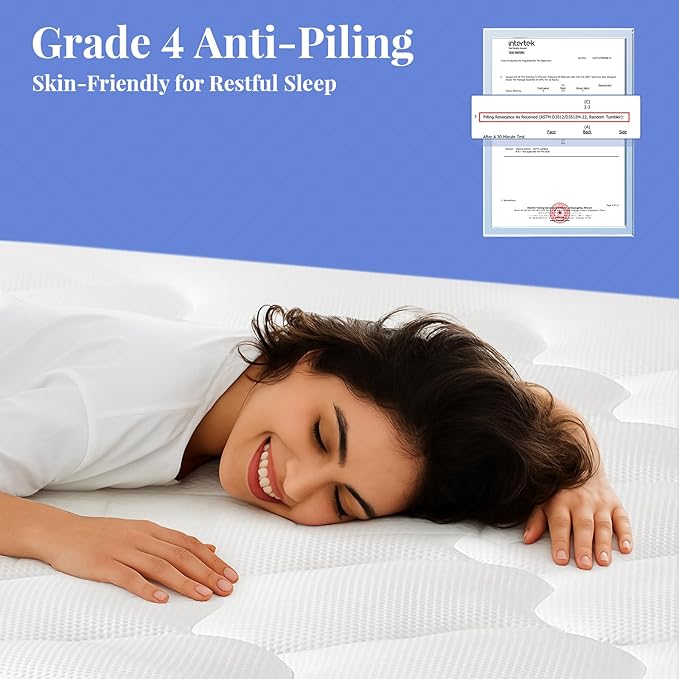 OhGeni Cooling 4 inch Dual Layer Twin XL Mattress Topper, 2 inch Gel Memory Foam, 2 inch Down Alternative Pillow Top Pad, Mattresses Cover for Bed, Medium Support, Fits 6”-19” Deep Pocket,Purple