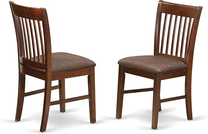 East West Furniture HBNF3-MAH-C 3 Piece Dining Room Table Set Contains a Round Kitchen Table with Pedestal and 2 Linen Fabric Upholstered Dining Chairs, 42x42 Inch, Mahogany
