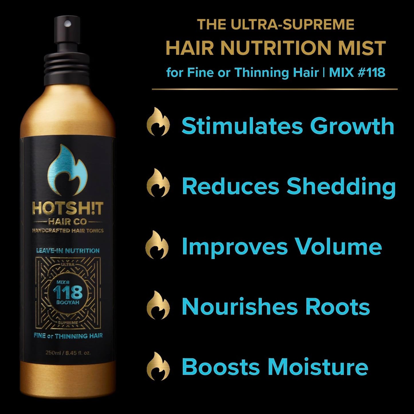 Mix #118 Hair & Scalp Nutrition for Fine & Thinning Hair – Volumizing & Thickening Spray with Castor Oil, Dead Sea Salt & Cedarwood – Boosts Strength, Retention & Fullness -8.45oz