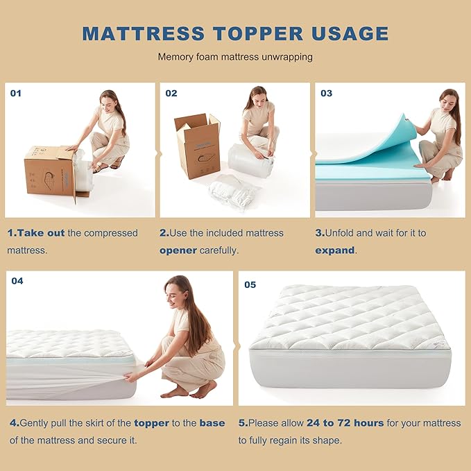 Bedlore 4-Inch Twin Mattress Topper for Back Pain - Dual Layer Medium Support (2" Gel Memory Foam + 2" Cooling Fluffy Pillow Top Pad), Breathable & Pressure Relief (White)