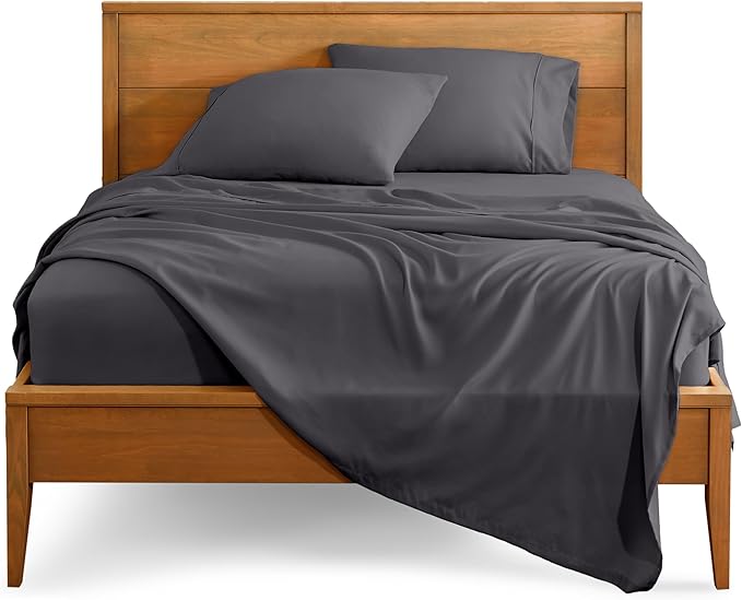 Bare Home Split Head Flex King Sheet Set - 1800 Ultra-Soft Microfiber Bed Sheets - Double Brushed - Deep Pockets - Easy Fit 4 Piece Set - FlexTop King Bedding (Split Head Flex King, Forged Iron Grey)