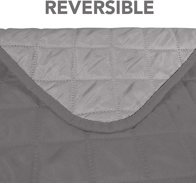 PureFit Reversible Sofa Couch Cover Water Resistant Couch Covers for 3 Cushion, Washable Furniture Cover with Non-Slip Foam and Adjustable Strap for Dogs, Pets (Sofa, Gray/Light Gray)