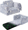 Kids Toddler Chair, 2-in-1 Toddler Couch Fold Out, Convertible Chairs for Toddlers Comfy Sofa to Lounger with Glow in The Dark Feature, Soft for Girls and Boys
