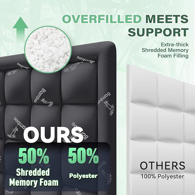 Anluoer Memory Foam Mattress Topper California King, Rayon Derived from Bamboo Pillow Top Mattress Topper for Hot Sleepers,Cooling Mattress Pad with 8-21" Deep Pocket, 72x84 Inches, Dark Grey