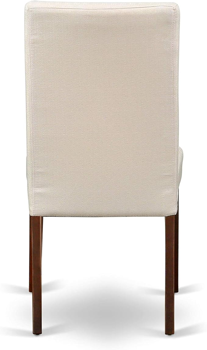 East West Furniture ANDR5-MAH-01 5 Piece Kitchen Table & Chairs Set Includes a Round Dining Room Table with Pedestal and 4 Cream Linen Fabric Parson Dining Chairs, 36x36 Inch, Mahogany