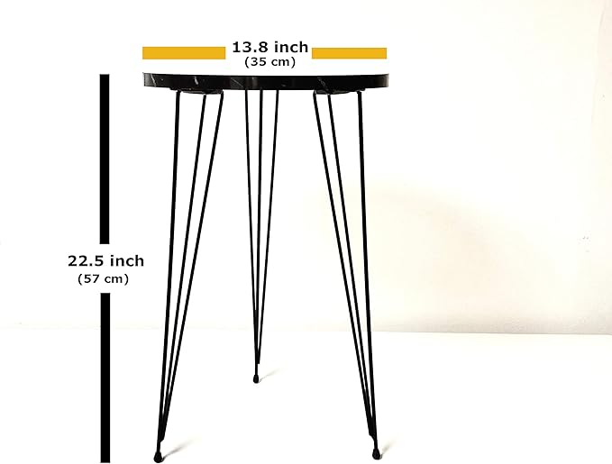 PAK HOME Set of 2 High Gloss Brown Marble Look End Tables Round Wood Sofa Side Coffee Tables for Small Spaces, Nightstand Bedside Table for Bedroom, Living Room, Office