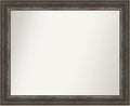 Amanti Art Brown Bathroom Mirror for Over Sink, 27x33 Alta Rustic Char Rectangle Vanity Mirror, Large Country Rustic Frame, Hangs Horizonally and Vertically, Bathroom Wall Decor, Non-Beveled Edge
