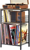 X-cosrack Record Player Stand with Storage Up to 100 Albums, 3 Tier Vinyl Record Storage for Living Room, Turntable Stand with Record Holder & Display Shelf(Patent Pending)(Greige & Black)