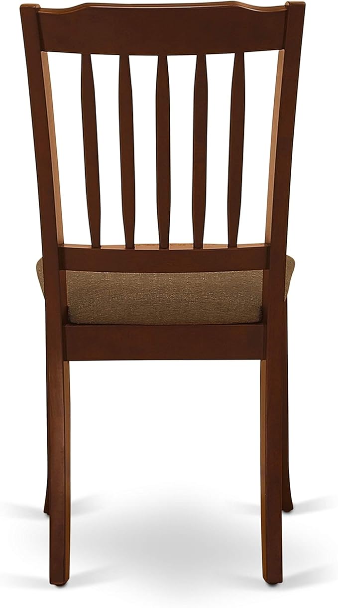 East West Furniture HBDA3-MAH-C 3 Piece Dining Set Contains a Round Dining Room Table with Pedestal and 2 Linen Fabric Upholstered Chairs, 42x42 Inch, Mahogany