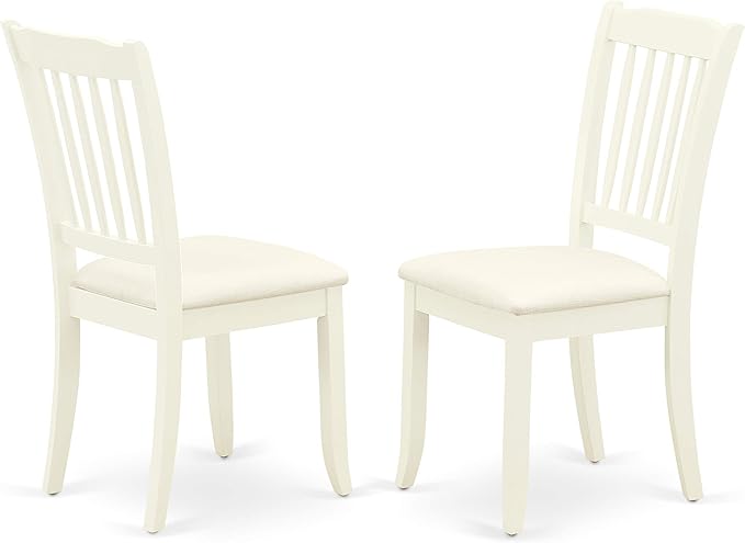 East West Furniture HBDA5-LWH-C 5 Piece Kitchen Table & Chairs Set Includes a Round Dining Room Table with Pedestal and 4 Linen Fabric Upholstered Chairs, 42x42 Inch, Linen White