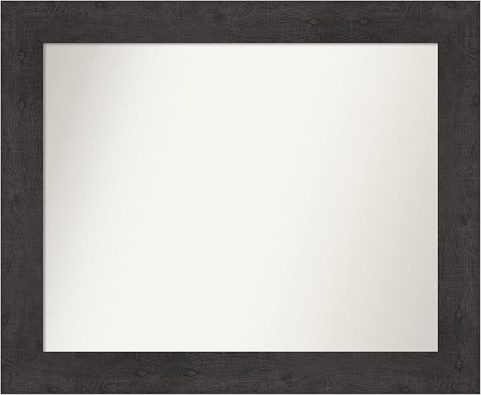 Amanti Art White Bathroom Mirror for Over Sink, 28x34 Ridge White Rectangle Vanity Mirror, Large Traditional Frame, Hangs Horizonally and Vertically, Bathroom Wall Decor, Non-Beveled Edge from WI, USA