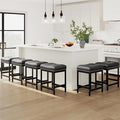 MALOL Set of 6 Saddle Bar Stools Counter Height 24.4”, Black Backless Barstools for Kitchen Island, Modern PU Leather Cushioned Seat, Bar Chairs for Kitchen Counter, Breakfast Bar Stools for Home
