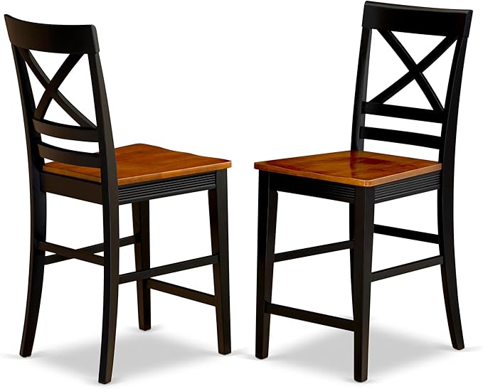East West Furniture QUIN7-BLK-W 7 Piece Kitchen Table & Chairs Set Consist of a Rectangle Dining Room Table with Butterfly Leaf and 6 Dining Chairs, 40x78 Inch, Black & Cherry