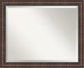 Amanti Art Brown Bathroom Mirror for Over Sink, 26x32 Caleb Brown Rectangle Vanity Mirror, Large Rustic Farmhouse Frame, Hangs Horizonally and Vertically, Bathroom Wall Decor, Beveled Edge