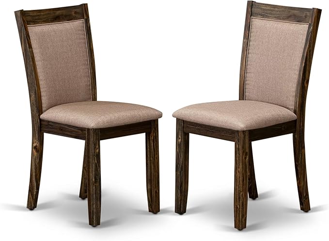 East West Furniture X727MZ716-6 6 Piece Dinette Set Contains a Rectangle Dining Table with X-Legs and 4 Dark Khaki Linen Fabric Parson Chairs with a Bench, 40x72 Inch, Multi-Color