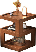 Nightstand Bedside Table with 3-Tier Storage, Modern Solid Rubberwood End Side Table for Bedroom Living Room,Original Wood Color Walnut (15.7" D x 15.7" W x 21.2" H)