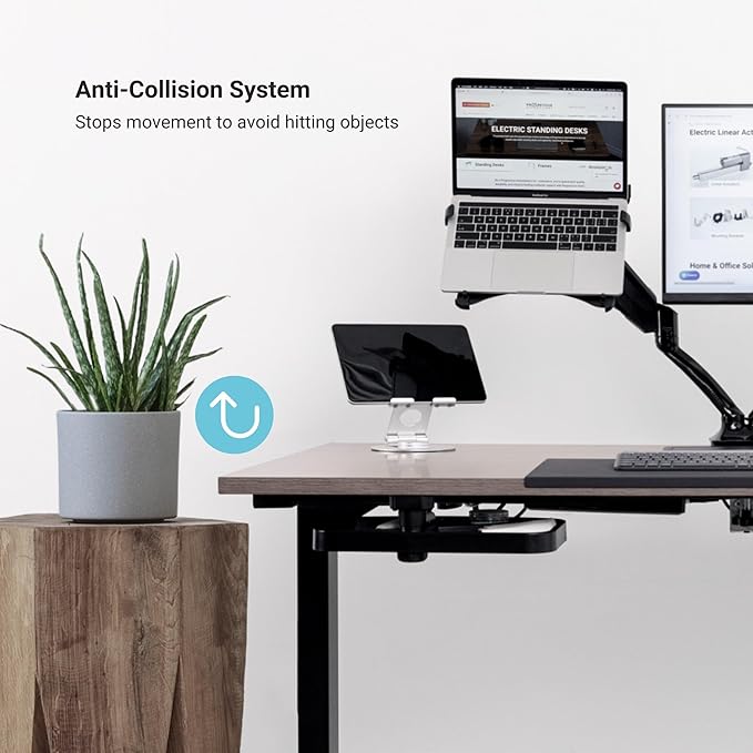 Progressive Desk Stand Up Adjustable Height Electric Standing Desk - 60"x30" Dual Motor, Computer Workstation Sit Stand Table for Home Office - Warm White, Gray Frame