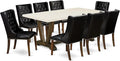 East West Furniture V727FO749-9 9 Piece Modern Dining Table Set Includes a Rectangle Wooden Table with V-Legs and 8 Black Faux Leather Upholstered Chairs, 40x72 Inch, Multi-Color