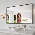 Koonmi Bathroom Mirror 30x48 Black Bathroom Wall-Mounted Mirrors, Modern Vanity Mirror for Bedroom, Living Room, Aluminum Alloy Frame Allow to Hang Horizontally or Vertically