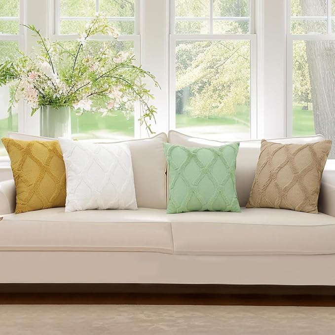 decorUhome Throw Pillow Covers 12x20 Inch Set of 2, Soft Plush Faux Fur Wool Lumbar Sage Green Couch Pillow Covers, Decorative Neutral Pillow Cases for Bed Sofa Living Room Home Decor