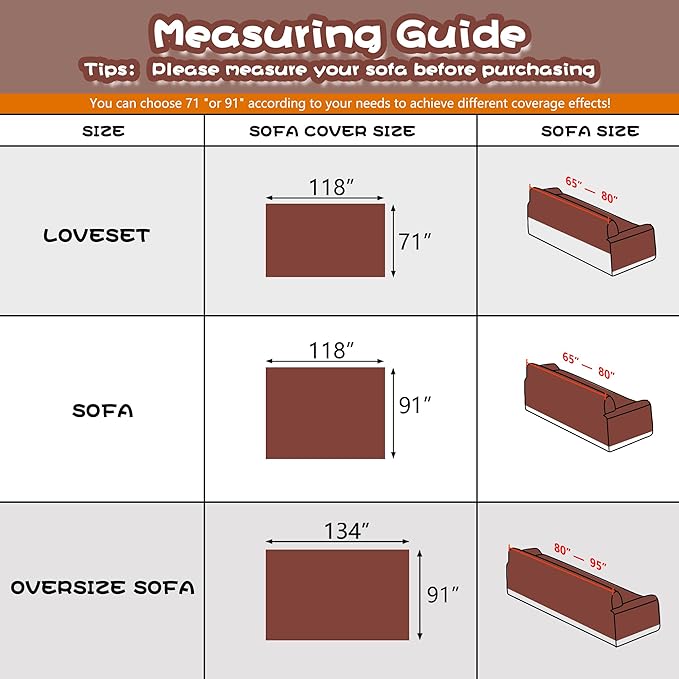 MYSKY HOME Sofa Covers, Washable Couch Cover for Dogs Sofa Cover Furniture Protector Sofa Slipcovers for Dogs Furniture Protector Cover, Thick Durable Non Slip, 91" x 118", Chocolate