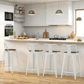 26 Inch Swivel Bar Stools Set of 4, Counter Height Bar Stools with Low Back, Metal Industrial Bar Chairs for Kitchen Island (White)