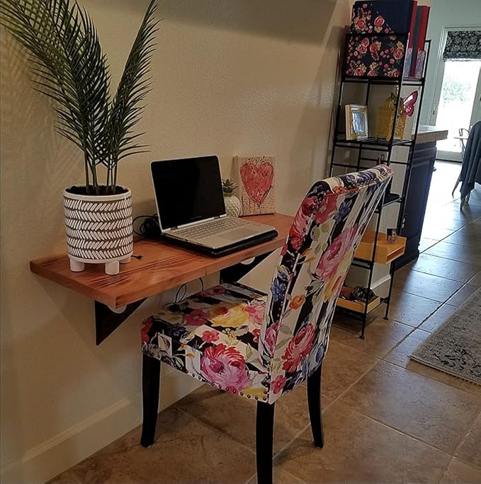 Industrial Rustic Wall-Mounted Drop-Leaf Table, Dining Table Desk, Pine Wood Wall-Mounted Bar Tables (47"X14")