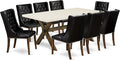 East West Furniture X727FO749-9 9 Piece Dining Room Furniture Set Includes a Rectangle Dining Table with X-Legs and 8 Black Faux Leather Parsons Chairs, 40x72 Inch, Multi-Color