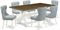 East West Furniture X077SI215-7 7 Piece Dining Table Set Consist of a Rectangle Dining Room Table with X-Legs and 6 Baby Blue Linen Fabric Upholstered Chairs, 40x72 Inch, Multi-Color