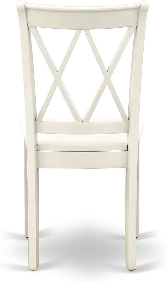 East West Furniture SHCL5-LWH-W 5 Piece Dining Table Set for 4 Includes a Round Kitchen Table with Pedestal and 4 Kitchen Dining Chairs, 42x42 Inch, Linen White