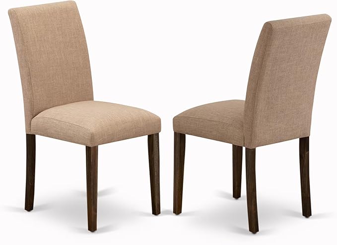 East West Furniture V777AB747-9 9 Piece Dining Room Table Set Includes a Rectangle Kitchen Table with V-Legs and 8 Light Sable Linen Fabric Parsons Dining Chairs, 40x72 Inch, Multi-Color