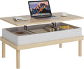Shintenchi Coffee Table, Lift Top Coffee Table with Hidden Compartment, Rising Tabletop Dining Table, Lift Top Coffee Center Table for Living Room, Office, Home (Oak)