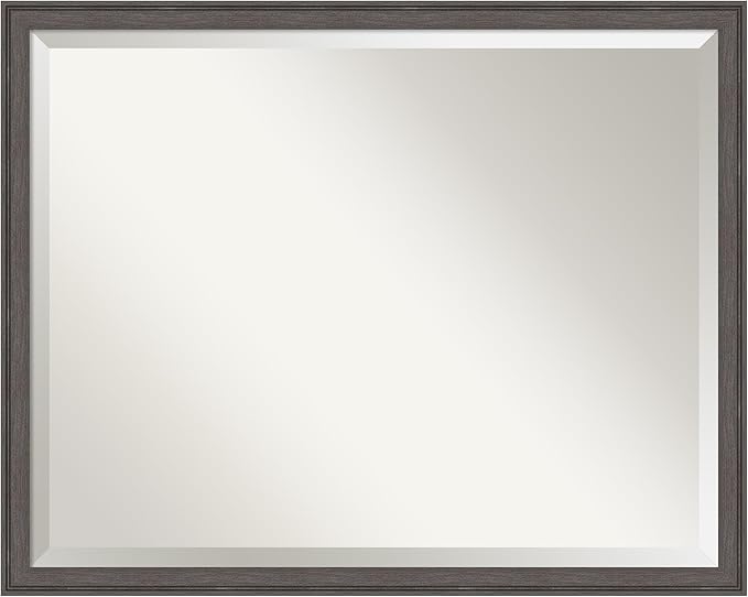 Amanti Art Silver Bathroom Mirror for Over Sink, 24x30 Florence Pewter Rectangle Vanity Mirror, Large Casual Frame, Hangs Horizonally and Vertically, Bathroom Wall Decor, Beveled Edge from WI, USA