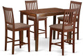 East West Furniture YAVN5-MAH-C 5 Piece Counter Height Pub Set Includes a Rectangle Dining Table and 4 Linen Fabric Kitchen Dining Chairs, 30x48 Inch, Mahogany
