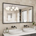 Rectangle Bathroom Mirror 55x30 Inch, Matte Black Framed, 4MM Tempered Glass, Anti-Rust, Wall-Mount Vanity Mirror for Bathroom & Bedroom, Hangs Horizontally or Vertically