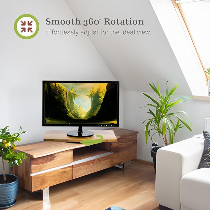 Prosumer's Choice Bamboo TV Swivel Stand for LED/LCD TV, Monitors, Stereos, 31 inch Base Surface - 360˚ Rotation - Rotating Computer Stand/Media Console, Entertainment Center for Living Room Bedroom