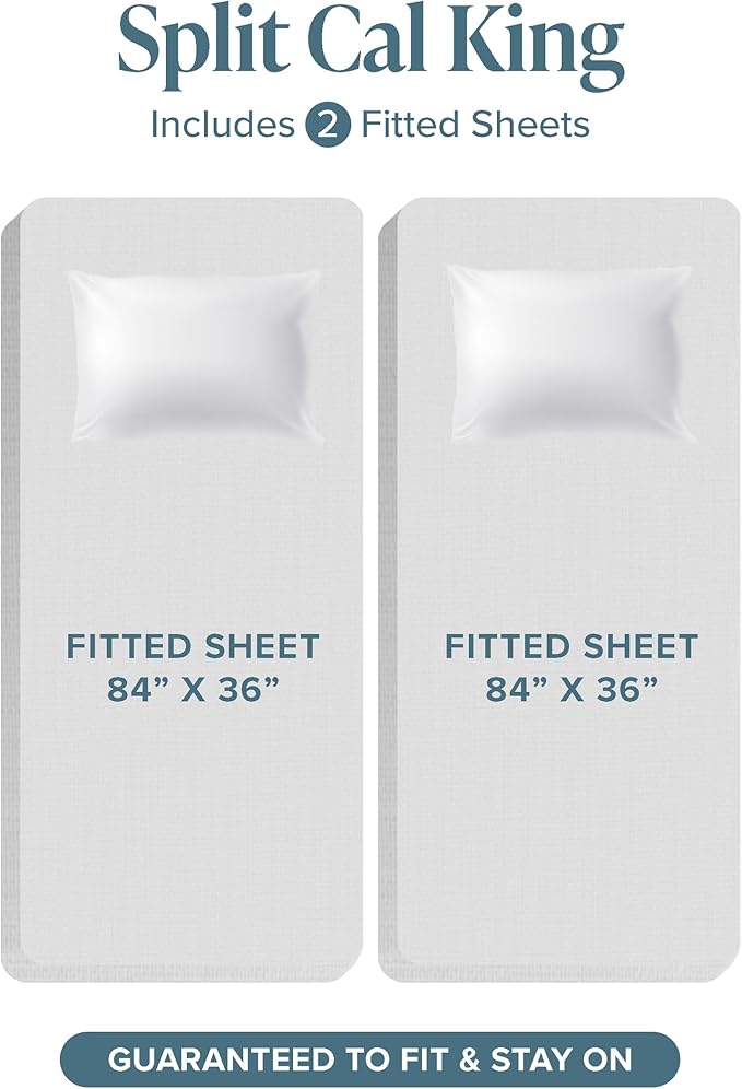 Bare Home Split California King Sheet Set - 1800 Ultra-Soft Microfiber Bed Sheets - Double Brushed - Deep Pockets - Easy Fit - 5 Piece Set - Bed Sheets (Split Cal King, Forest Green)