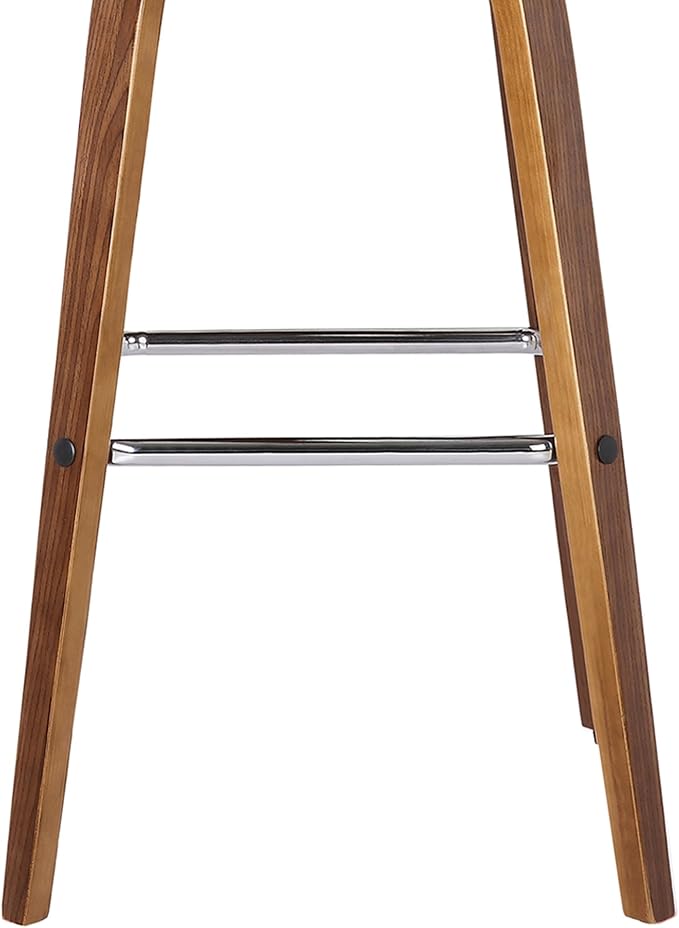Armen Living Vienna Modern Swivel 26" Counter Height Barstool with Cream Faux Leather and Walnut Wood Finish