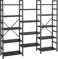 SUPERJARE Triple 5 Tier Bookshelf, Bookcase with 14 Open Display Shelves, Wide Book Shelf Book Case for Home & Office, Black