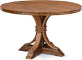 I57-0N-TP Breakfast Table with Acacia Wood Round Tabletop and Elegant Pedestal Base - Antique Walnut Finish