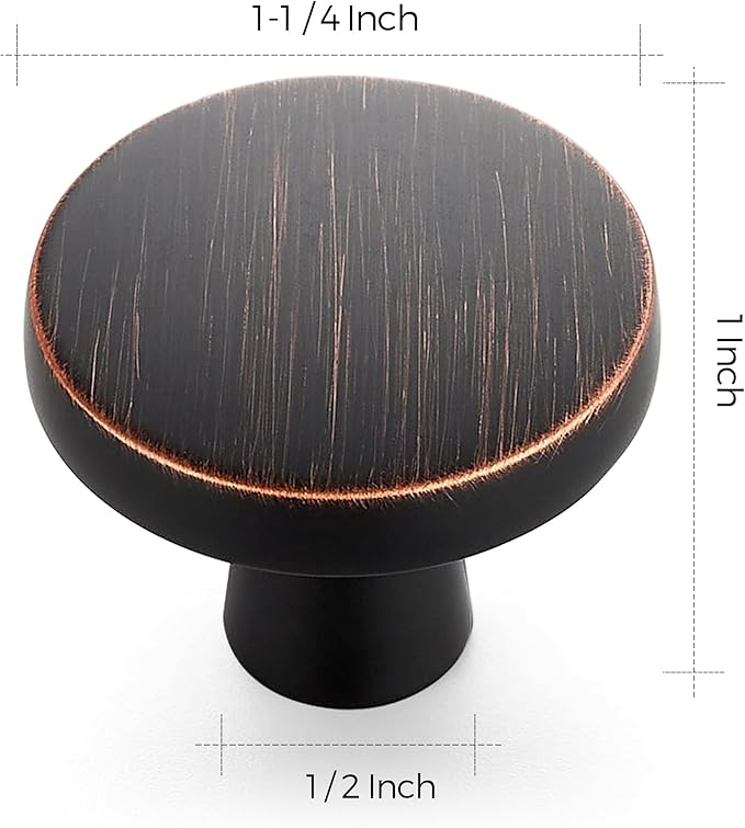Ravinte 5 Pack Drawer Pulls 1-1/4 Inch Kitchen Cabinet Knobs Solid Round Dresser Drawer Knobs Oil-Rubbed Bronze Dresser Knobs Drawer Knobs Simple Cabinet Hardware for Cupboard Drawer Pulls
