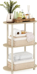 Furinno Turn-N-Tube No Tools 3-Tier Modern Oval Side Display Rack, Bauhaus Oak/Beige