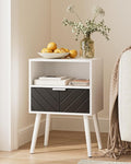 Nightstand,Bedside Table with Gold Frame, White Night Stand, Modern Bedside Furniture,End Table with Drawer and Shelf for Bedroom,Living Room