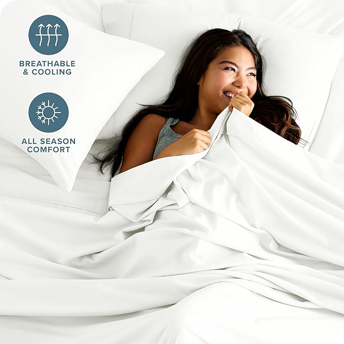 Bare Home Split California King Sheet Set - 1800 Ultra-Soft Microfiber Split California King Bed Sheets - Double Brushed - Deep Pockets - Easy Fit - 5 Piece Set - Bed Sheets (Split Cal King, Cream)